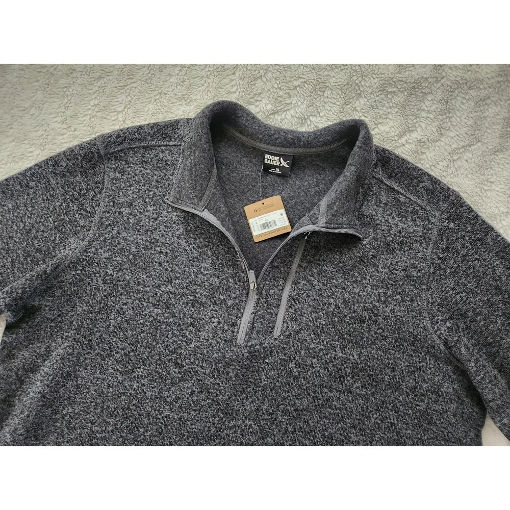 Eddie Bauer 1/4 Zip Pullover Fleece Sweater Mens 2XL XXL Slate Gray NWT New